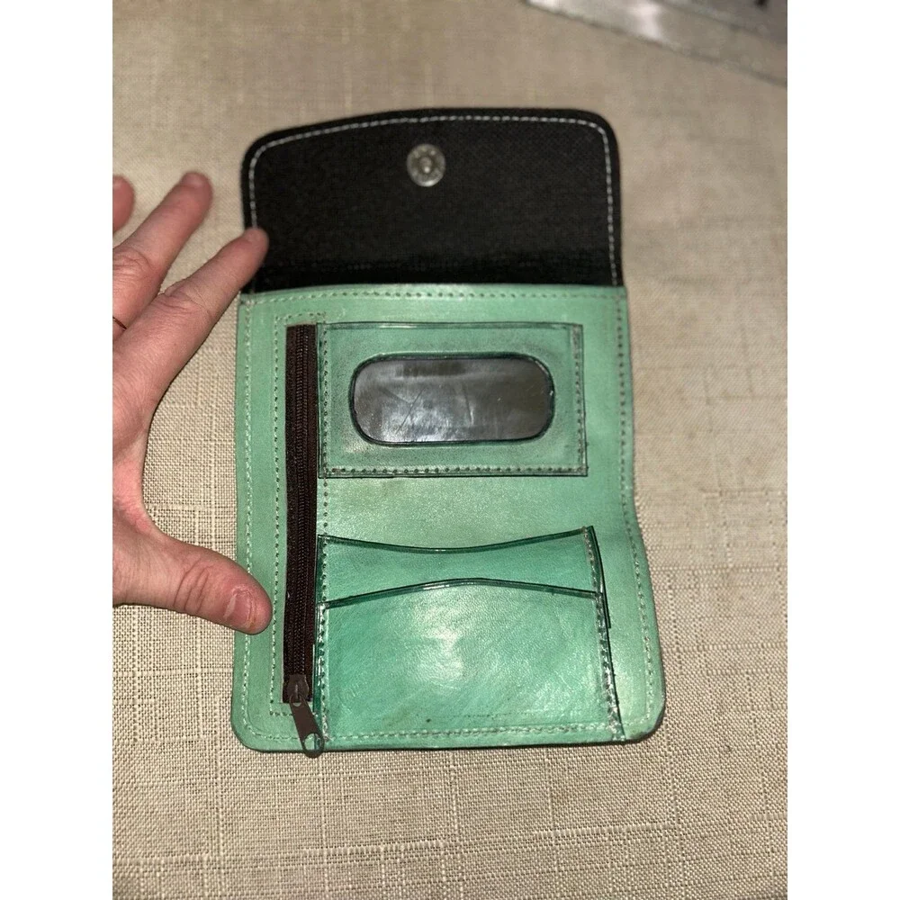 Turquoise Embossed Leather Wallet